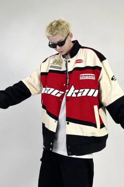 Vintage Racing Jacket - Y2K Summer, 90S Grunge, Retro Hip Hop, Pastel Goth, Y2K Party Outfit