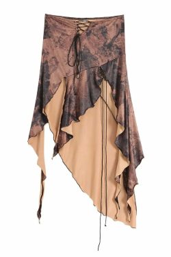 Vintage Y2K Grunge Irregular Ruffled Bandage Skirt - Retro 90S Summer Streetwear For Women