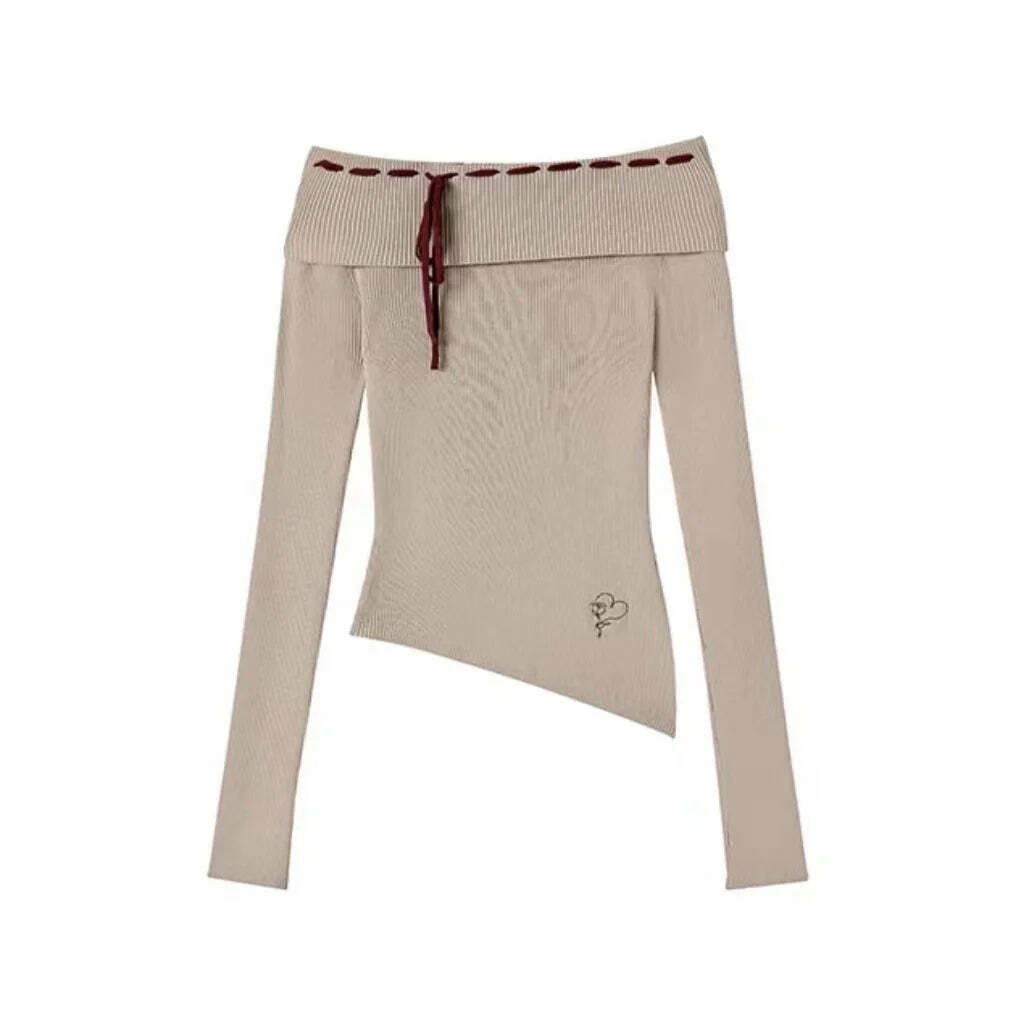 Vintage Y2K One-Shoulder Knitted Pullover - 90S Grunge, Retro, Pastel Goth, Summer Streetwear