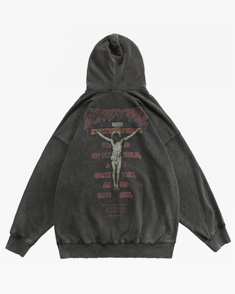 Washed Black Hoodie - Y2K Grunge, 90S Retro, Summer Outfits, Y2K Club & Party Fashion Washed Black Hoodie - Y2K Grunge, 90S Retro, Summer Outfits, Y2K Club & Party Fashion