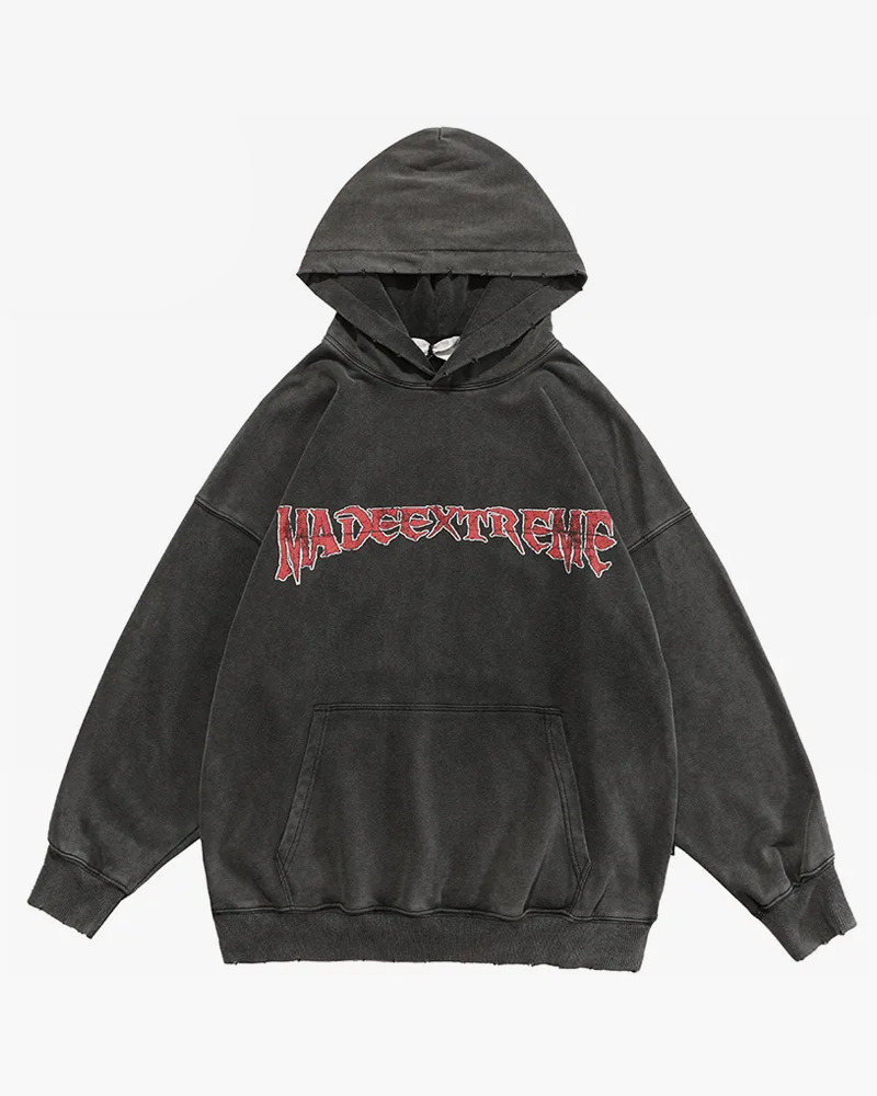 Washed Black Hoodie - Y2K Grunge, 90S Retro, Summer Outfits, Y2K Club & Party Fashion Washed Black Hoodie - Y2K Grunge, 90S Retro, Summer Outfits, Y2K Club & Party Fashion