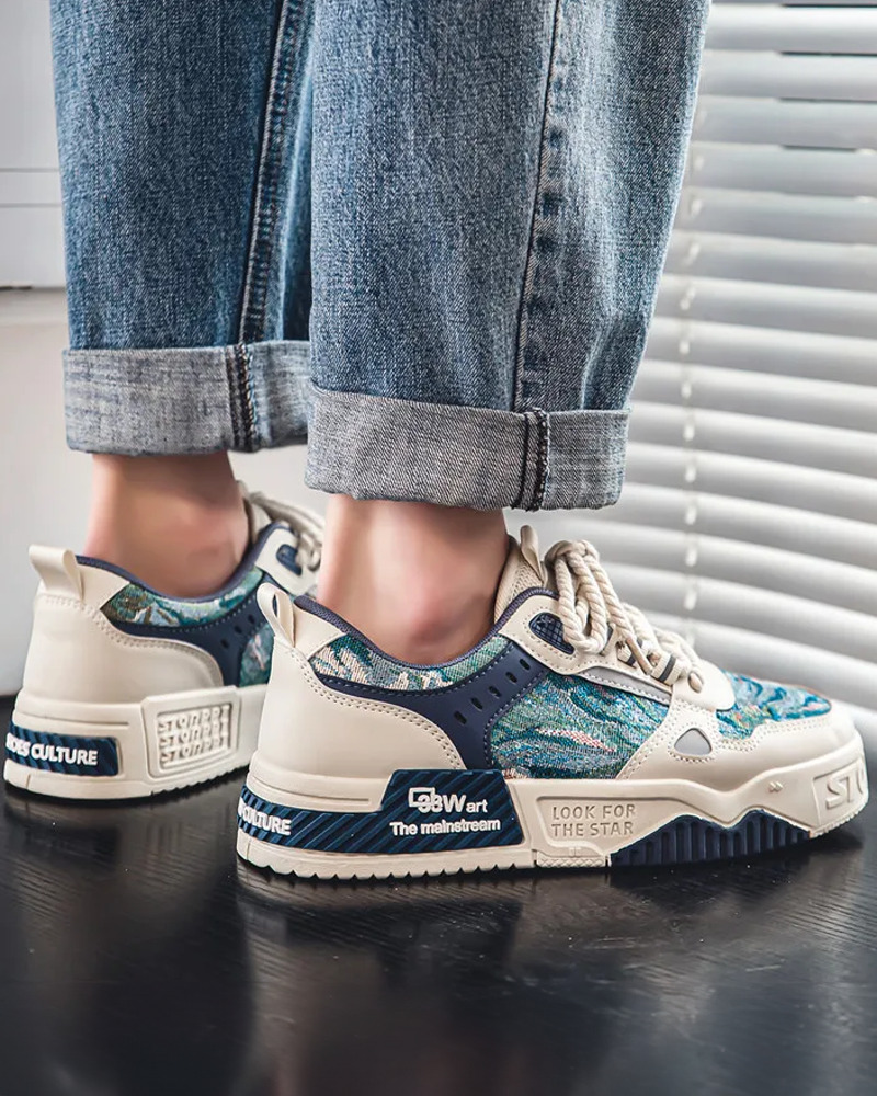 White And Blue Sneakers - Y2K Summer, 90S Grunge, Retro Hip Hop, Y2K Club, Pastel Goth Fashion White And Blue Sneakers - Y2K Summer, 90S Grunge, Retro Hip Hop, Y2K Club, Pastel Goth Fashion