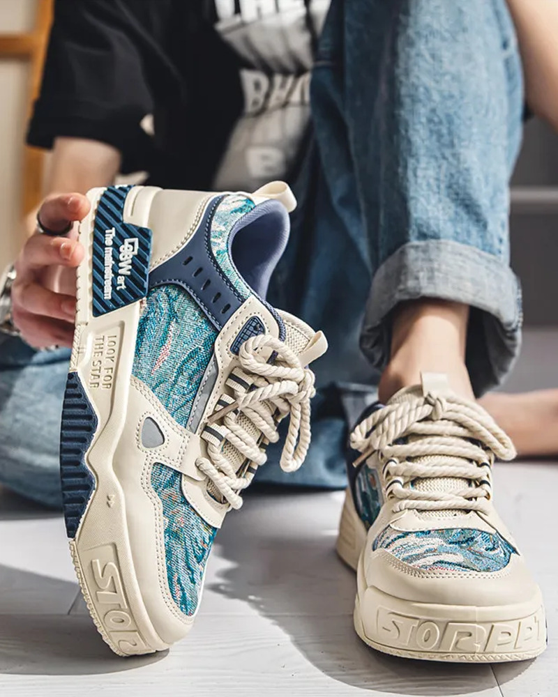 White And Blue Sneakers - Y2K Summer, 90S Grunge, Retro Hip Hop, Y2K Club, Pastel Goth Fashion White And Blue Sneakers - Y2K Summer, 90S Grunge, Retro Hip Hop, Y2K Club, Pastel Goth Fashion
