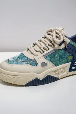 White And Blue Sneakers - Y2K Summer, 90S Grunge, Retro Hip Hop, Y2K Club, Pastel Goth Fashion