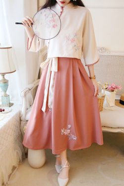 White And Pink Kimono Set - Y2K Summer Outfit, 90S Fashion, Grunge, Retro Style, Pastel Goth