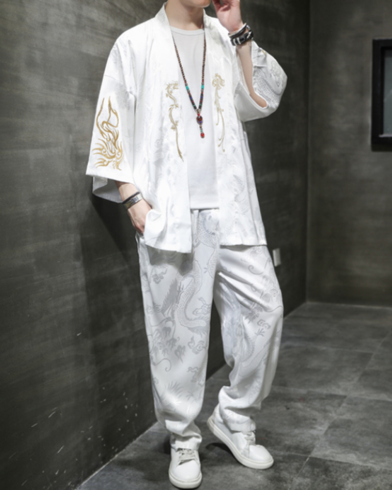White Kimono With Pants White Kimono With Pants