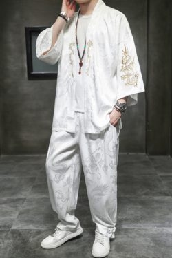 White Kimono With Pants