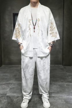 White Kimono With Pants