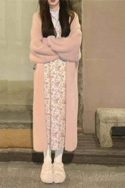 White Long Cardigan - Y2K Grunge, 90S Retro, Knitted Fluffy Cashmere Sweater Coat, Vintage Style