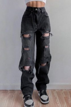 Willow Distressed Jeans - Y2K Summer Grunge, 90S Retro, Gothic Y2K, Hip Hop Fashion, Y2K
