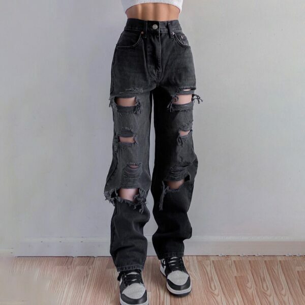 Willow Distressed Jeans - Y2K Summer Grunge, 90S Retro, Gothic Y2K, Hip Hop Fashion, Y2K