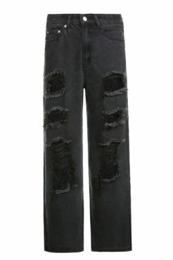 Willow Distressed Jeans - Y2K Summer Grunge, 90S Retro, Gothic Y2K, Hip Hop Fashion, Y2K