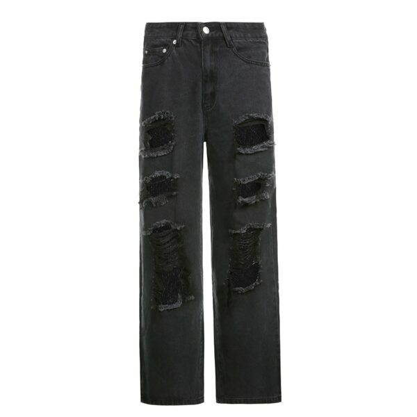 Willow Distressed Jeans - Y2K Summer Grunge, 90S Retro, Gothic Y2K, Hip Hop Fashion, Y2K