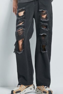 Willow Distressed Jeans - Y2K Summer Grunge, 90S Retro, Gothic Y2K, Hip Hop Fashion, Y2K
