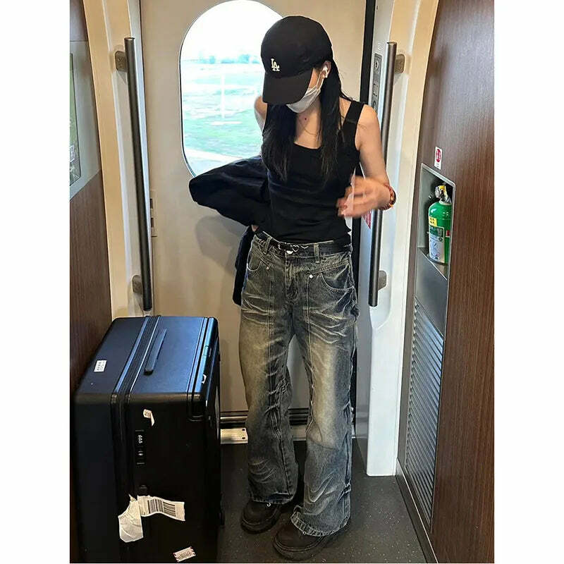 Y2K 00S Harajuku High Waist Flared Jeans - Vintage Streetwear Slim Fit Denim Trousers Y2K 00S Harajuku High Waist Flared Jeans - Vintage Streetwear Slim Fit Denim Trousers