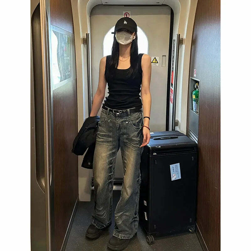 Y2K 00S Harajuku High Waist Flared Jeans - Vintage Streetwear Slim Fit Denim Trousers Y2K 00S Harajuku High Waist Flared Jeans - Vintage Streetwear Slim Fit Denim Trousers