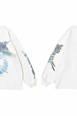Y2K Angel Print Sweatshirt - Retro 90S Grunge, Summer Y2K Outfits, Pastel Goth Fashion