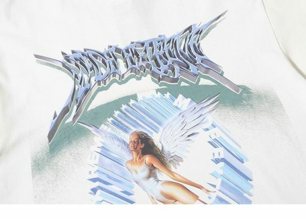 Y2K Angel Print Sweatshirt - Retro 90S Grunge, Summer Y2K Outfits, Pastel Goth Fashion