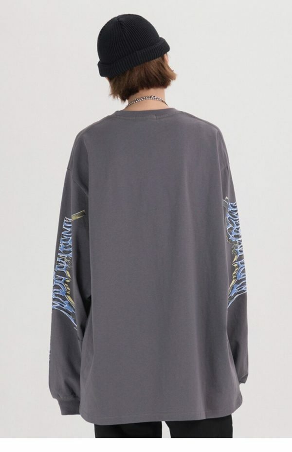 Y2K Angel Print Sweatshirt - Retro 90S Grunge, Summer Y2K Outfits, Pastel Goth Fashion