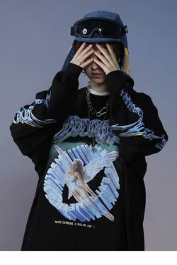 Y2K Angel Print Sweatshirt - Retro 90S Grunge, Summer Y2K Outfits, Pastel Goth Fashion
