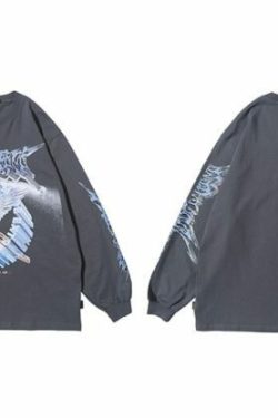 Y2K Angel Print Sweatshirt - Retro 90S Grunge, Summer Y2K Outfits, Pastel Goth Fashion