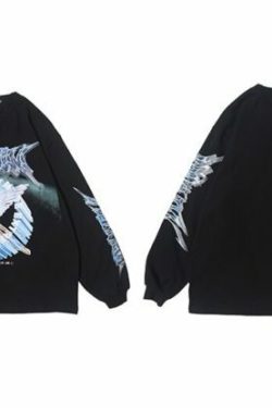 Y2K Angel Print Sweatshirt - Retro 90S Grunge, Summer Y2K Outfits, Pastel Goth Fashion