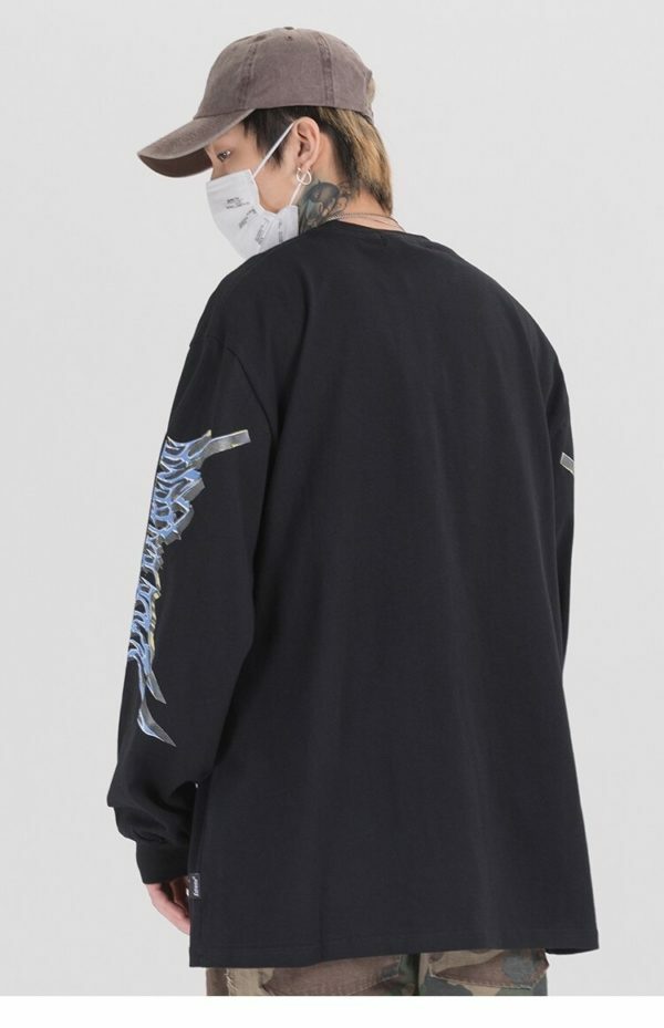 Y2K Angel Print Sweatshirt - Retro 90S Grunge, Summer Y2K Outfits, Pastel Goth Fashion