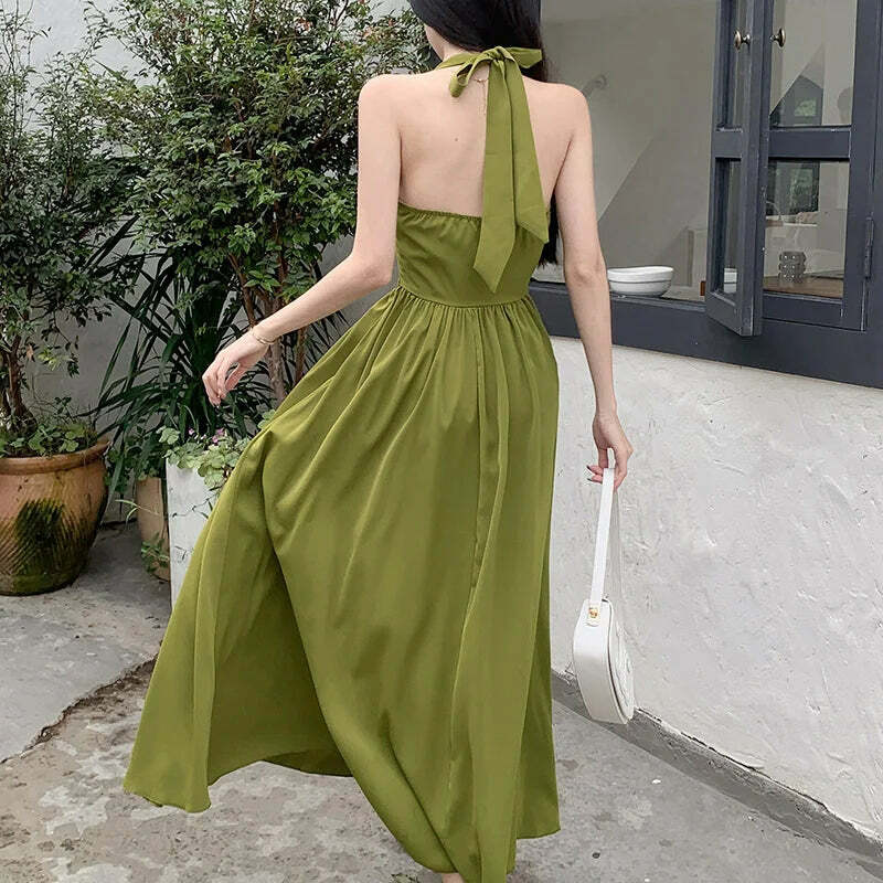 Y2K Avocado Green Long Skirt - Elegant Spring Festival Dress, Retro 90S Grunge Fashion Y2K Avocado Green Long Skirt - Elegant Spring Festival Dress, Retro 90S Grunge Fashion