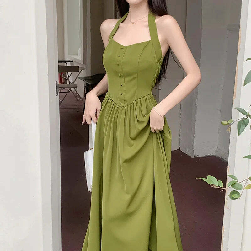 Y2K Avocado Green Long Skirt - Elegant Spring Festival Dress, Retro 90S Grunge Fashion Y2K Avocado Green Long Skirt - Elegant Spring Festival Dress, Retro 90S Grunge Fashion