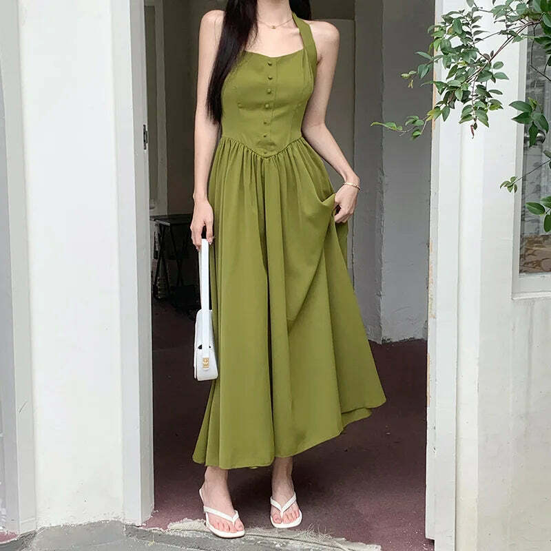 Y2K Avocado Green Long Skirt - Elegant Spring Festival Dress, Retro 90S Grunge Fashion Y2K Avocado Green Long Skirt - Elegant Spring Festival Dress, Retro 90S Grunge Fashion