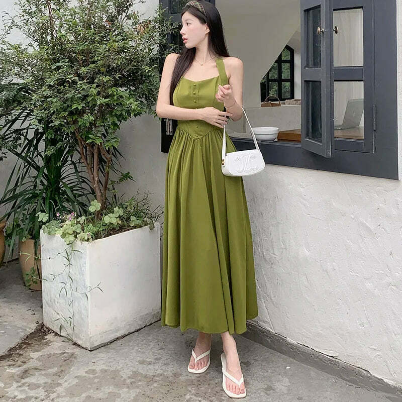 Y2K Avocado Green Long Skirt - Elegant Spring Festival Dress, Retro 90S Grunge Fashion Y2K Avocado Green Long Skirt - Elegant Spring Festival Dress, Retro 90S Grunge Fashion