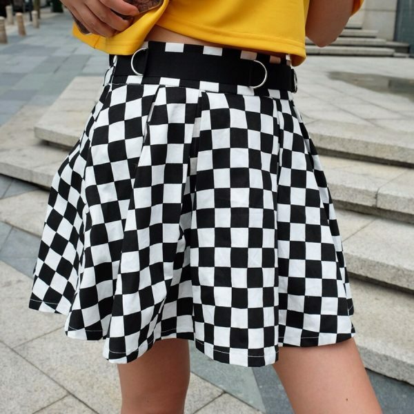 Y2K Black & White Check Skirt - 90S Grunge, Retro Summer Outfit, Y2K Party & Club Fashion Y2K Black & White Check Skirt - 90S Grunge, Retro Summer Outfit, Y2K Party & Club Fashion
