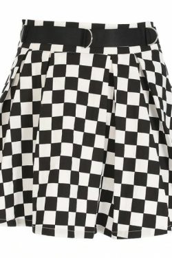 Y2K Black & White Check Skirt - 90S Grunge, Retro Summer Outfit, Y2K Party & Club Fashion