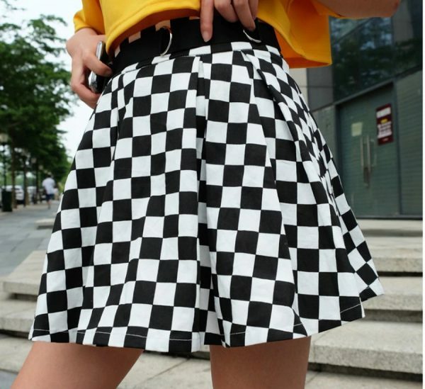 Y2K Black & White Check Skirt - 90S Grunge, Retro Summer Outfit, Y2K Party & Club Fashion Y2K Black & White Check Skirt - 90S Grunge, Retro Summer Outfit, Y2K Party & Club Fashion
