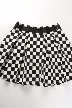 Y2K Black & White Check Skirt - 90S Grunge, Retro Summer Outfit, Y2K Party & Club Fashion