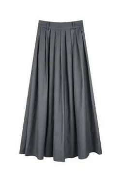 Y2K Black Pleated Maxi Skirt - High Waist, Spring & Autumn Retro 90S Grunge Fashion For Women