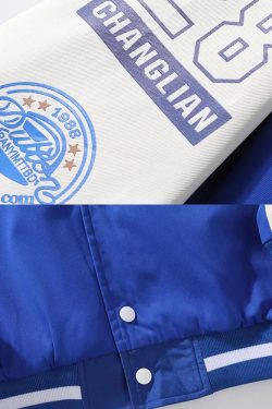 Y2K Blue And White Varsity Jacket - Retro 90S Fashion, Grunge, And Summer Y2K Outfits