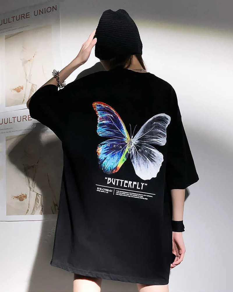 Y2K Butterfly Shirt - Retro 90S Grunge, Summer Outfits, Pastel Goth, Y2K Club & Party Fashion