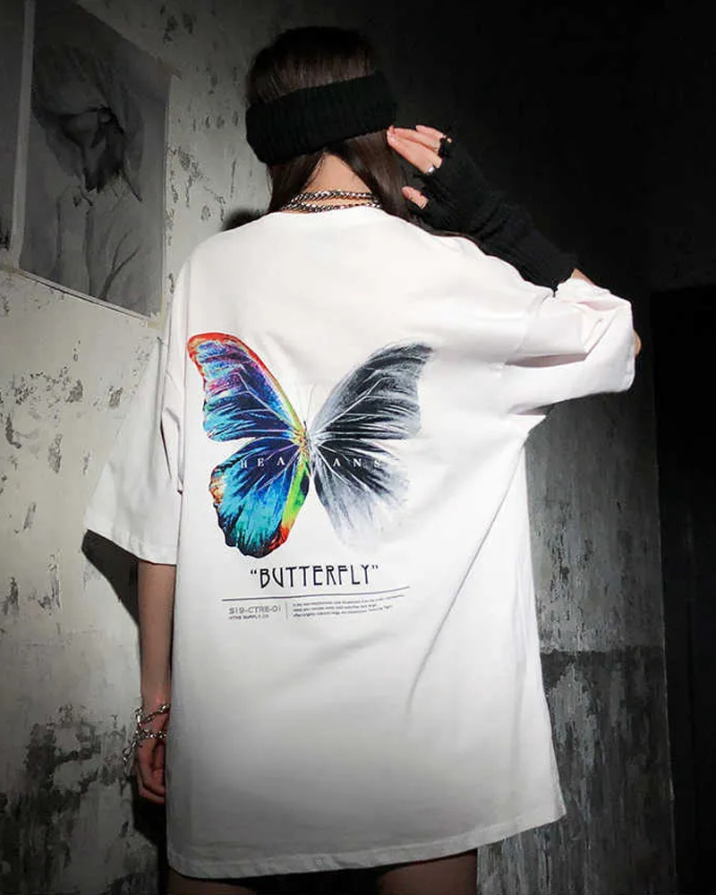 Y2K Butterfly Shirt - Retro 90S Grunge, Summer Outfits, Pastel Goth, Y2K Club & Party Fashion