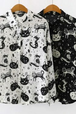 Y2K Cartoon Print Long Sleeve Top - Retro 90S Grunge, Summer Outfits, And Pastel Goth Style