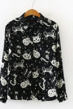 Y2K Cartoon Print Long Sleeve Top - Retro 90S Grunge, Summer Outfits, And Pastel Goth Style