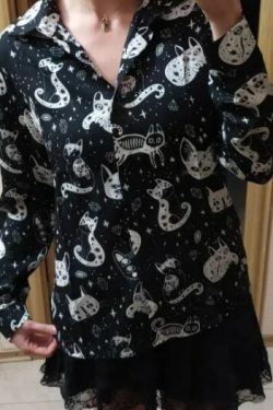 Y2K Cartoon Print Long Sleeve Top - Retro 90S Grunge, Summer Outfits, And Pastel Goth Style