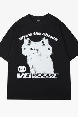 Y2K Cat Graphic Shirt - Retro 90S Grunge, Summer Outfits, Y2K Fashion, Baby Tees, Pastel Goth