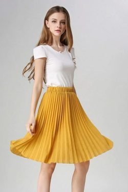 Y2K Chiffon Pleated Long Skirt - Retro 90S Grunge, Summer Outfits, Pastel Goth Fashion