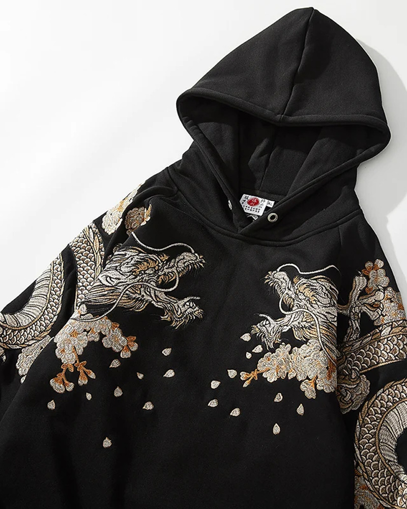 Y2K Dragon Embroidered Hoodie - 90S Grunge, Retro Style, Y2K Fashion, Summer & Party Outfits Y2K Dragon Embroidered Hoodie - 90S Grunge, Retro Style, Y2K Fashion, Summer & Party Outfits
