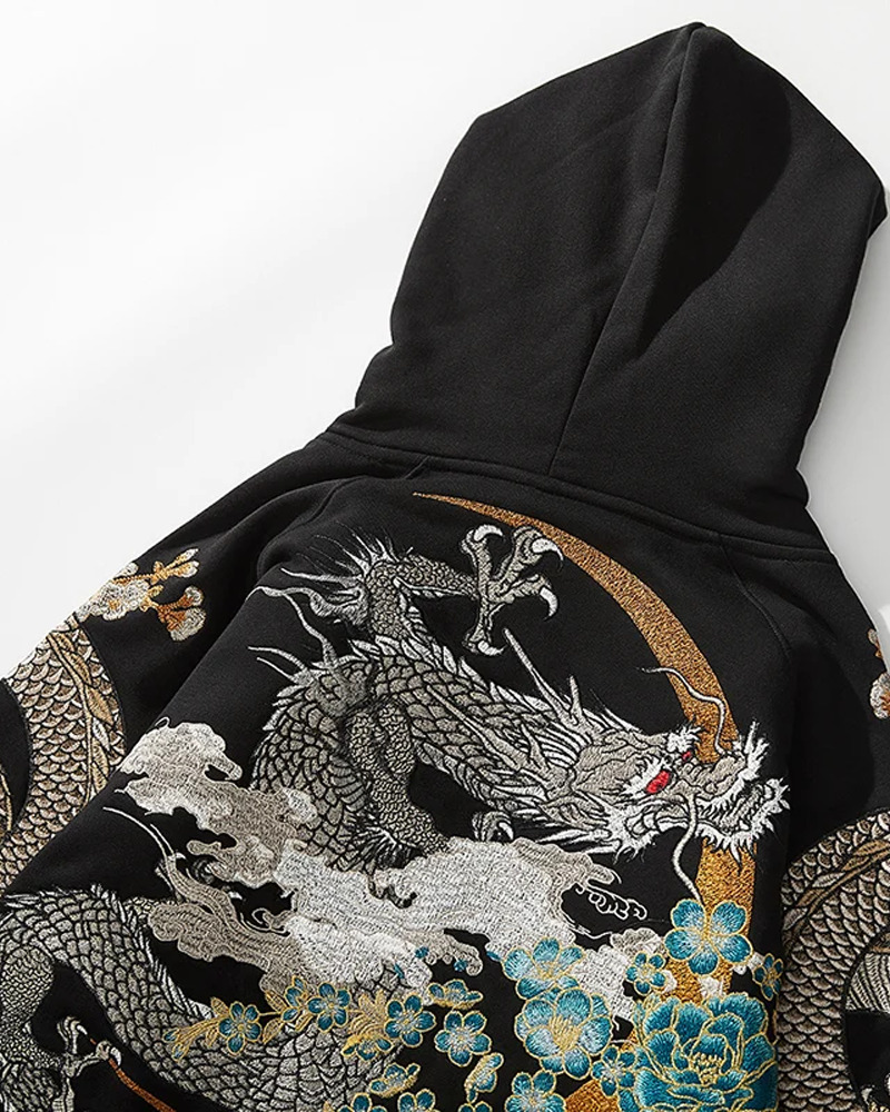 Y2K Dragon Embroidered Hoodie - 90S Grunge, Retro Style, Y2K Fashion, Summer & Party Outfits Y2K Dragon Embroidered Hoodie - 90S Grunge, Retro Style, Y2K Fashion, Summer & Party Outfits