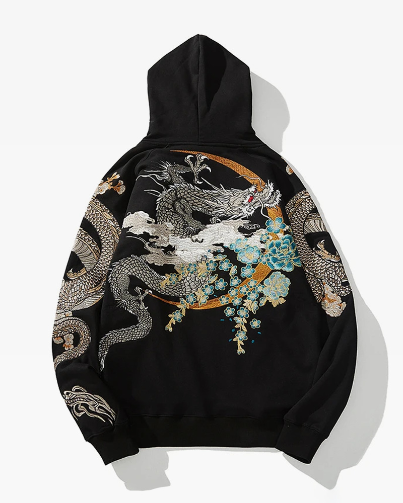 Y2K Dragon Embroidered Hoodie - 90S Grunge, Retro Style, Y2K Fashion, Summer & Party Outfits Y2K Dragon Embroidered Hoodie - 90S Grunge, Retro Style, Y2K Fashion, Summer & Party Outfits