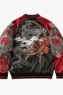 Y2K Dragon Embroidered Jacket - 90S Grunge, Retro Style, Y2K Fashion, Summer & Party Outfits