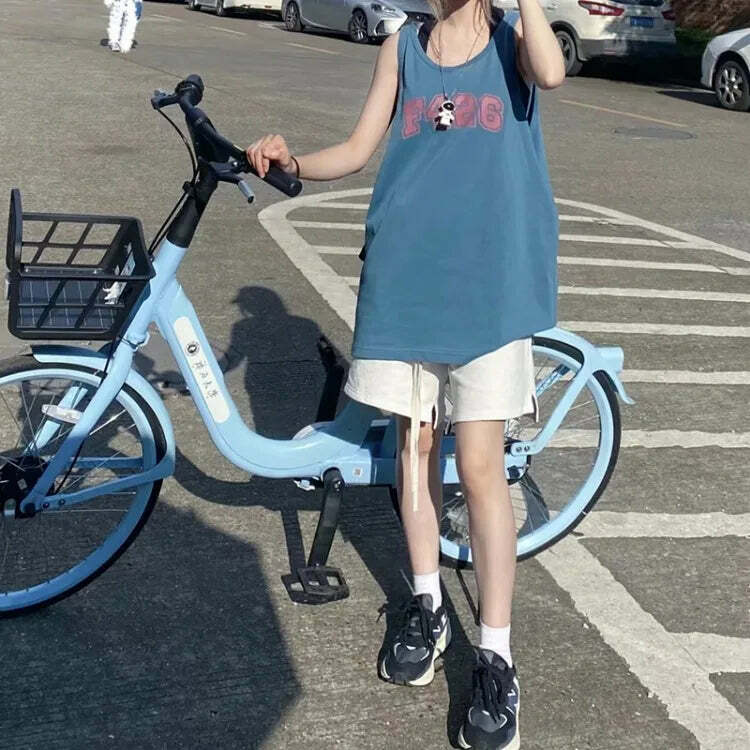 Y2K E-Girl Retro Lazy Style Vest - 90S Grunge Sleeveless O-Neck Tank Top For Women Summer