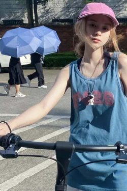 Y2K E-Girl Retro Lazy Style Vest - 90S Grunge Sleeveless O-Neck Tank Top For Women Summer